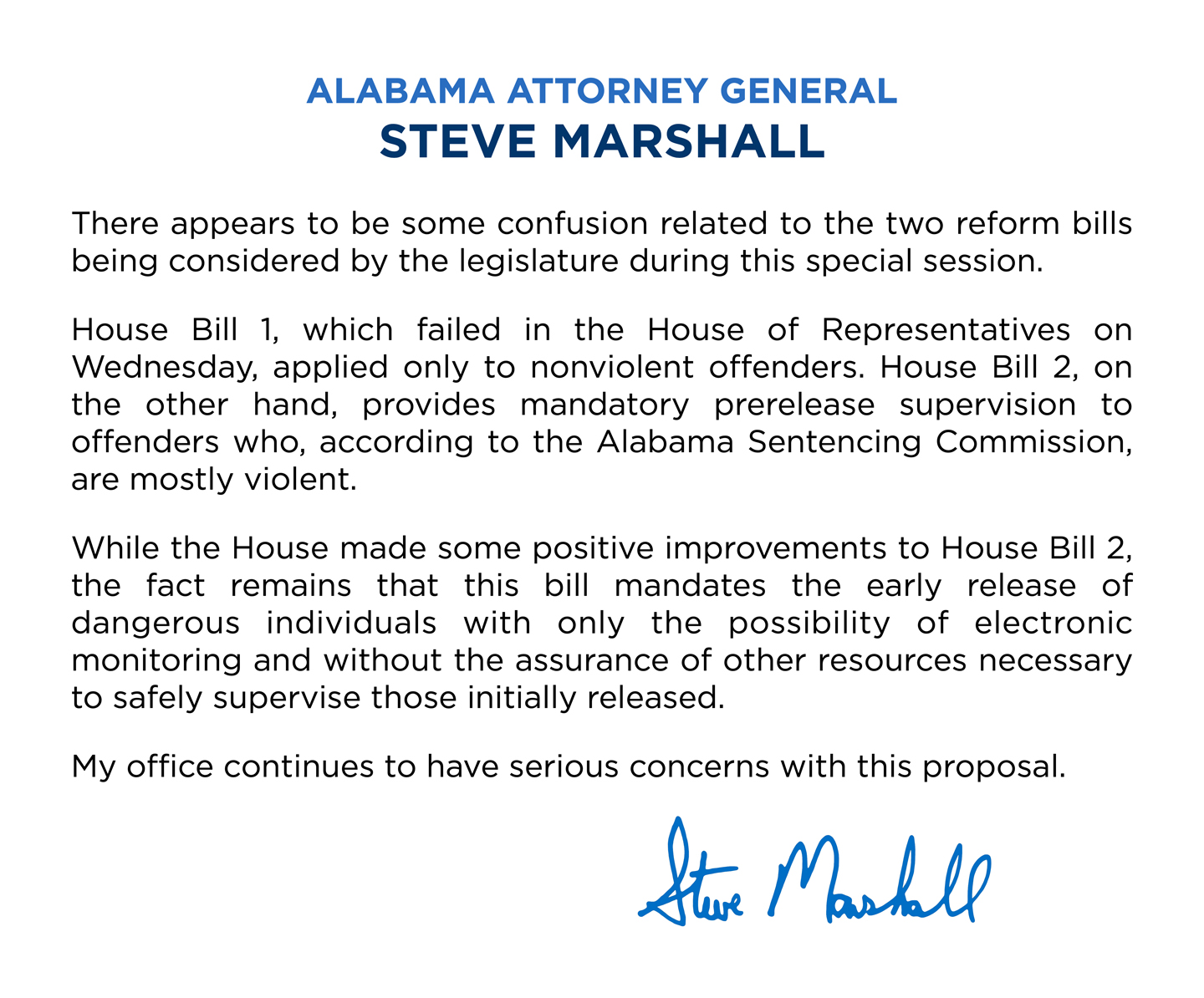 Attorney General Steve Marshall on Twitter "Here is my statement on
