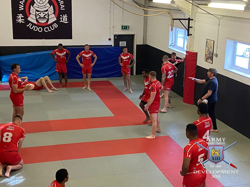 RUGBY LEAGUE🏉 - MARTIAL ARTS🦵 - GRAPPLE!🤼 Phew... what a day! The @ArmyRugbyLeague Development Team took a trip to the Warrington Samurai Judo Club dojo to hone their tackling and wrestling skills... and pick up some new ones! There's some aching bones today!