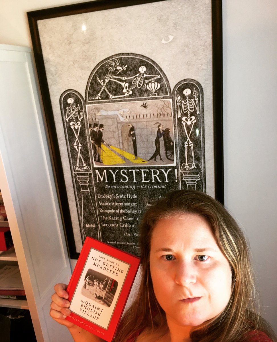 LCarlsonAuthor's tweet photo. Posing next to my life-sized Mystery poster—Am I doing it right? 😂🔪#englishmurdervillage @maureenjohnsonbooks Your Guide To NOT Getting Murdered In A Quaint English Village https://t.co/xViRi2DCuI
