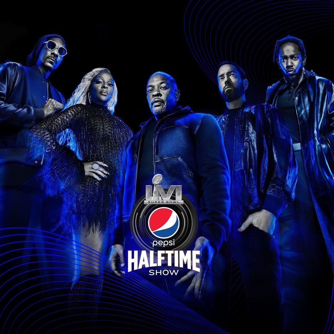 NFLUKIRE's tweet photo. WHAT. A. LINEUP. 

@pepsi Super Bowl halftime show ft...

@SnoopDogg 🔥
@maryjblige 🔥
@drdre 🔥
@eminem 🔥
@kendricklamar 🔥 https://t.co/1jlrm9gPnH