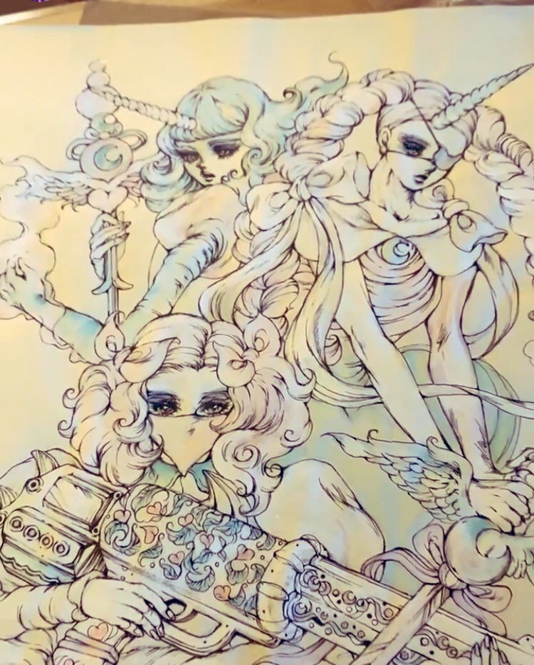 otmworld's tweet photo. コロナのせいでなかなか海外へ送れなかったオーダーの絵🙈がお客さんから送られてきた🥰のでお披露目w
納品できてひと安心です😮‍💨🥲🥰
すごい描き込み具合🤭 https://t.co/NswURDun13