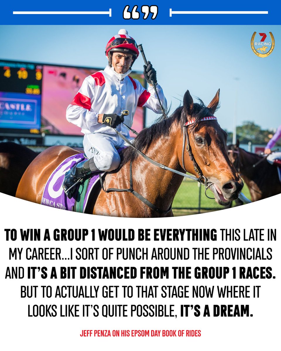 7horseracing's tweet photo. He's 51.

He started race riding in 1988.

He's one of the hardest-working jockeys in the caper. 

Wouldn't it be great to see Jeff Penza rewarded with a Group 1 on Epsom Day!? 💪 https://t.co/jFXp2NA26W
