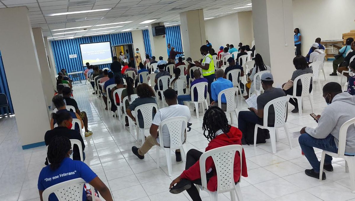HeatherPinnock's tweet image. Big up Team @UDCJamaica for hosting a @themohwgovjm COVID-19 vaccination site in downtown Kingston  today! I saw hundreds of staff, tenants and associates getting immunised! #EveryVaxCounts #VaccinateJA