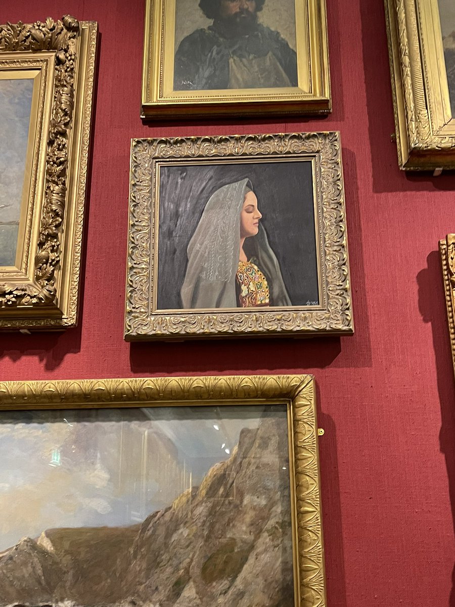 Lovely evening at the exhibition @TextileBiennial in Blackburn. Must see <a href="/BlackburnMuseum/">Blackburn Museum & Art Gallery</a> portrait of my sister in her Patan/Afghan burka@venuespotlight  depicting east meets west #proudmoment #sisterlove #womentogether @Sana77698400