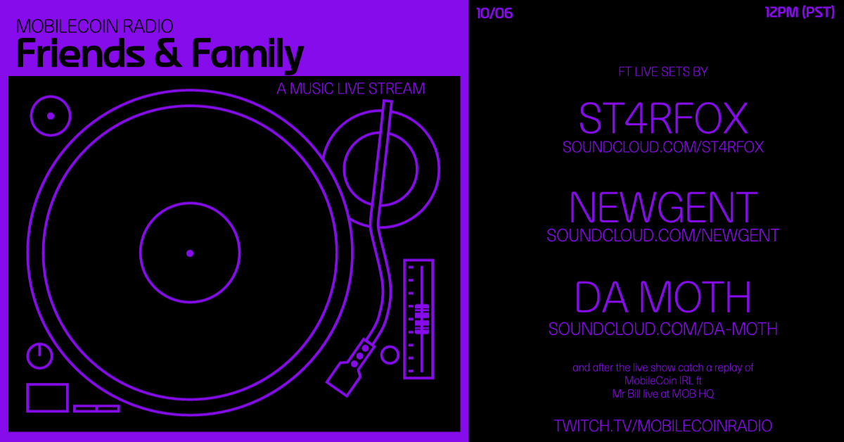 MobilecoinRadio's tweet photo. Next on our Friends & Family stream we will be featuring @ST4RFOXmusic & @newgent_music alongside our resident DJ Da Moth, tune in with us Wednesday 12PM PST / 8PM PST!
#MobileCoin #MobileCoinRadio #friendsandfamily #Pioneerdj #halftime #livestream #twitchmusic #happywednesday https://t.co/pfI86K8IPP