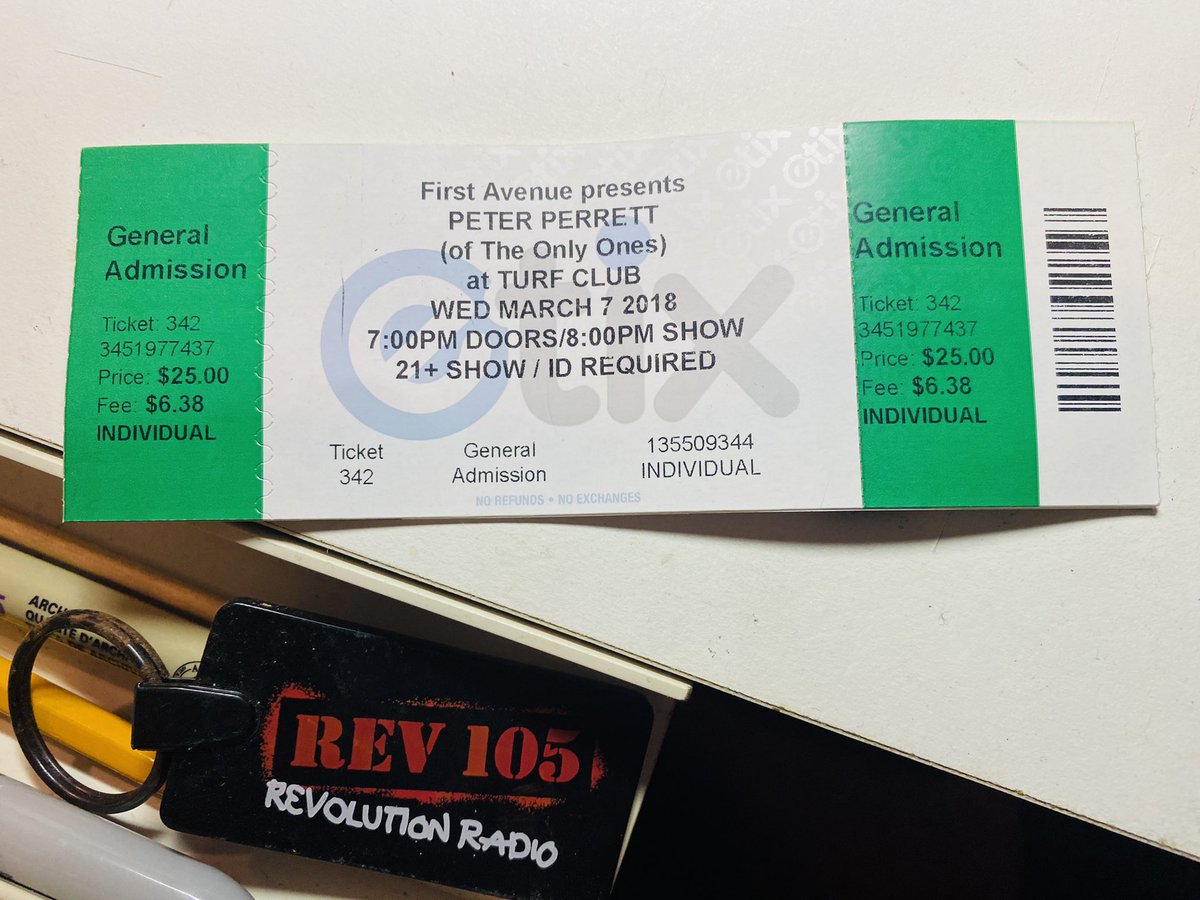 Still hanging on to this concert ticket & keychain in case either one is back on. #peterperrett #REV105