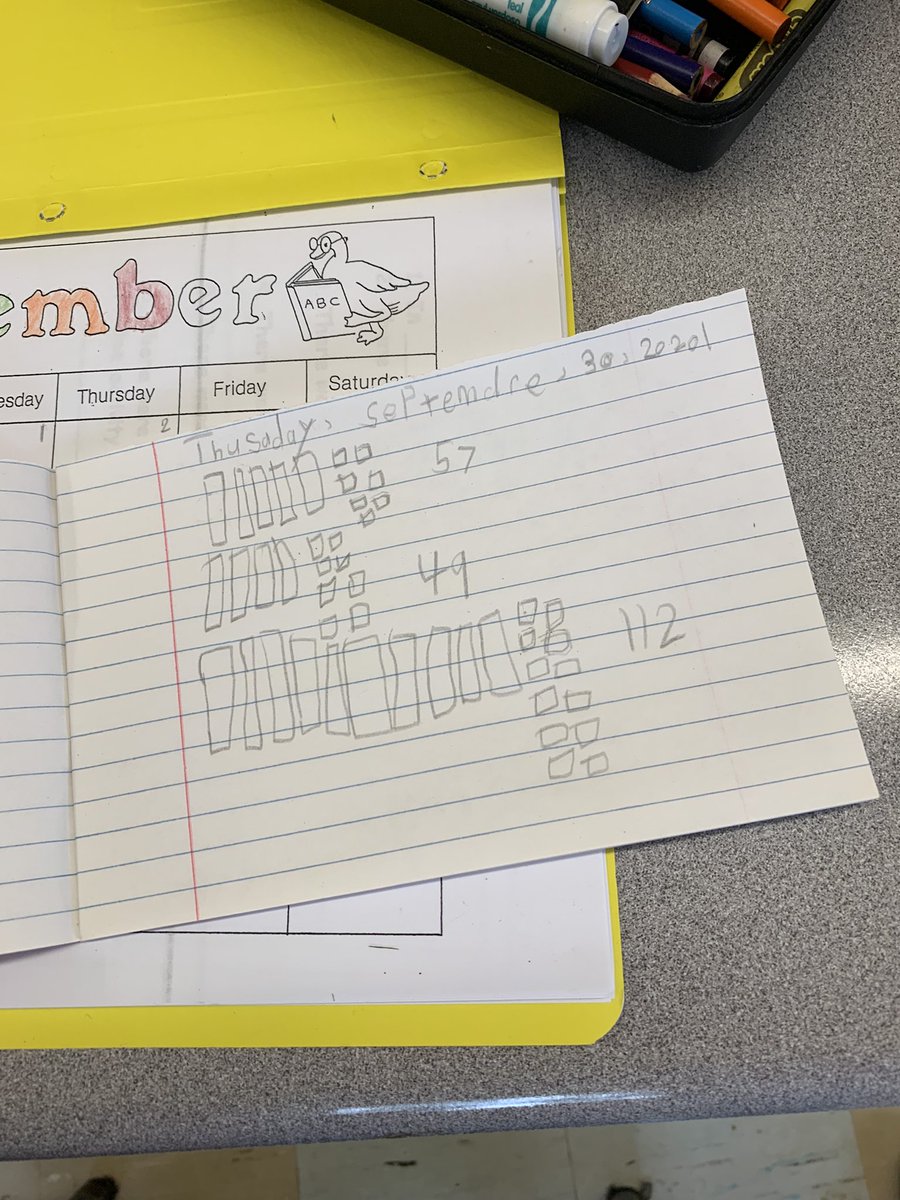 Mrs_NMurray's tweet photo. Today’s #BellWork reviewed representing numbers using Base Ten blocks, but this time, Gr.2’s were introduced to making a 3-digit number, while the Gr.3’s had a 4-digit number! They were SURE up for the challenge!😁☑️ #math #numbersense https://t.co/VBaAmk9FTr