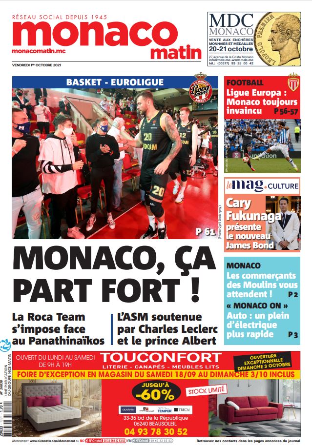 Monaco_Matin's tweet photo. La une de Monaco-Matin du vendredi 1er octobre https://t.co/8CBkm6mtOm