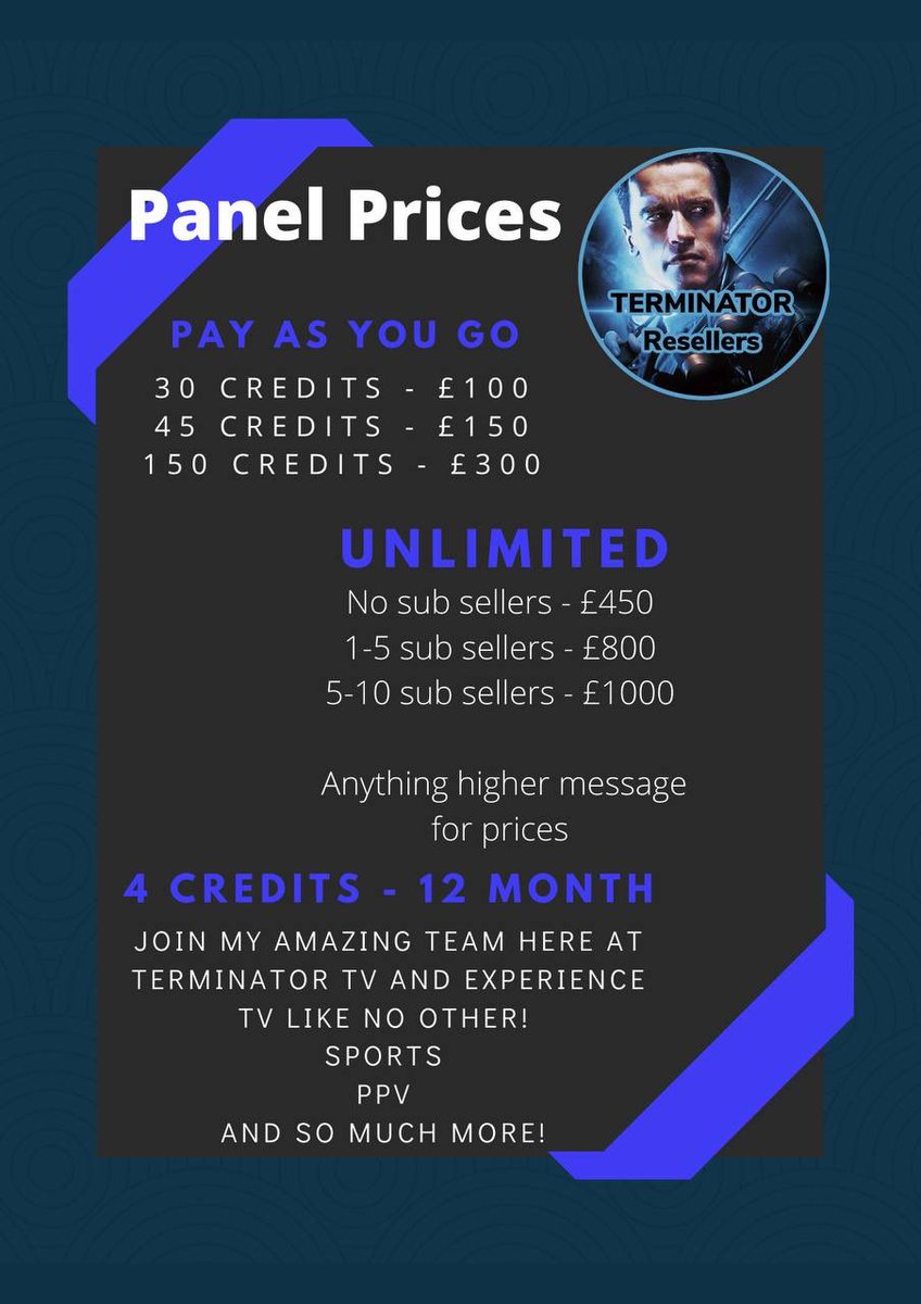 terminatortv422's tweet photo. RESELLERS WANTED #iptv https://t.co/ASVxhepsiJ