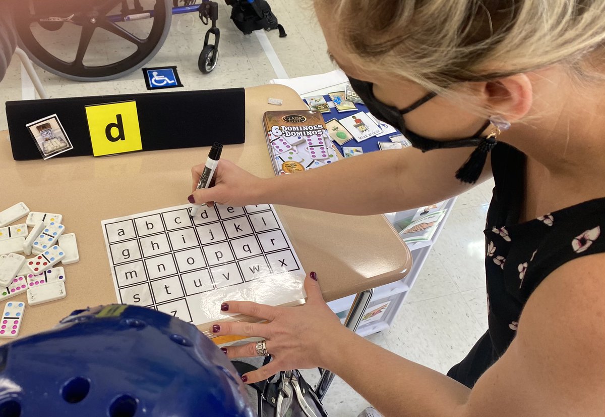 MrsLSheehan's tweet image. Literacy instruction occurs ALL DAY! Need ideas to embed alphabet knowledge or phonological awareness? Come check out @AshleyLarisey and I present at @ATClosingTheGap on Monday, October 11th and we’ll show you how we make it all happen! #LiteracyForALL #AlphabetKnowledge