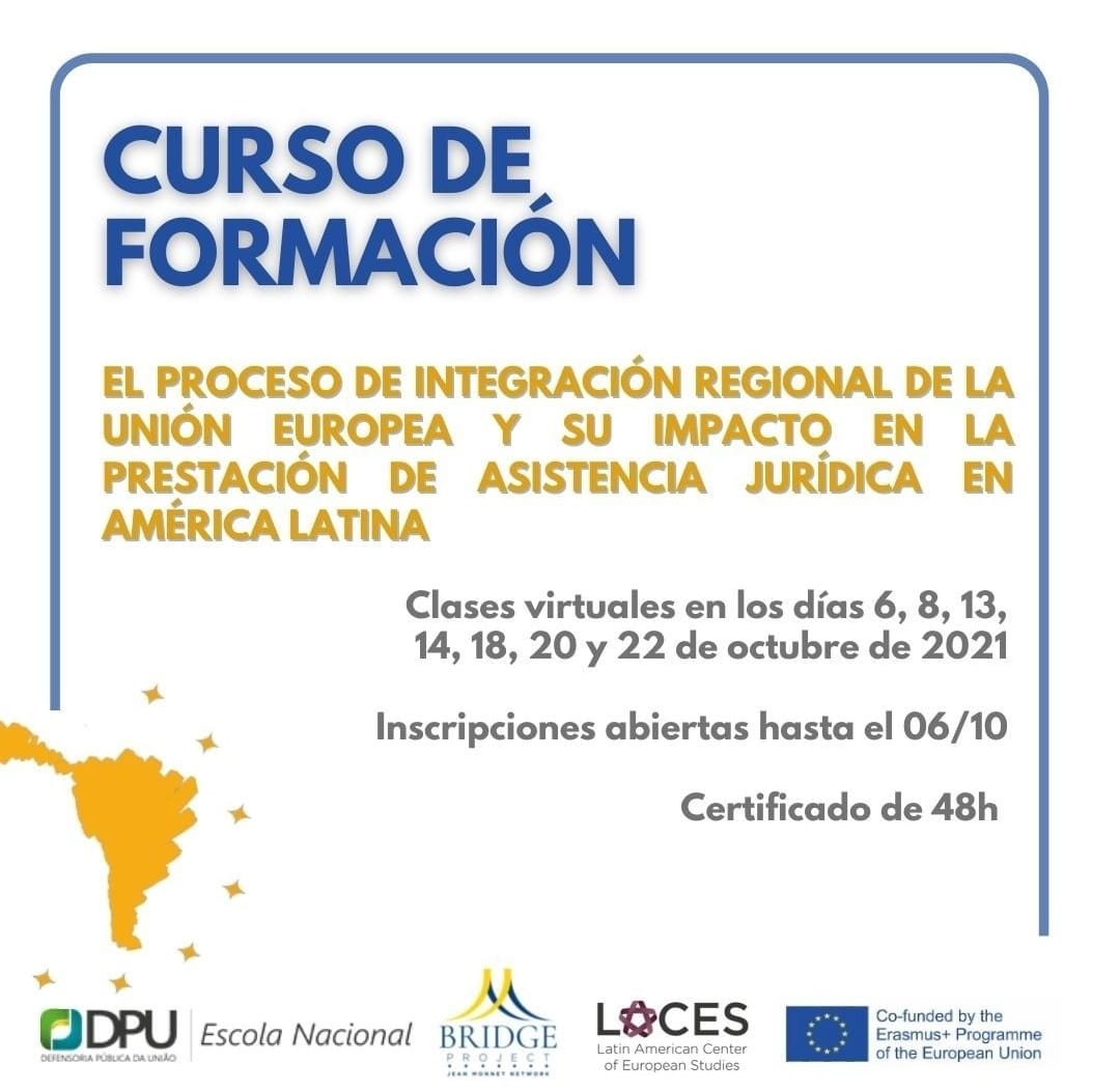 Curso de formación “El proceso de integración regional de la Unión Europea y su Impacto en la prestación de asistencia jurídica en América Latina”
Consulte el programa completo: eurolatinstudies.com/laces/announce…
La inscripción, hasta el octubre 6 : forms.office.com/r/1LgetkE0w7.