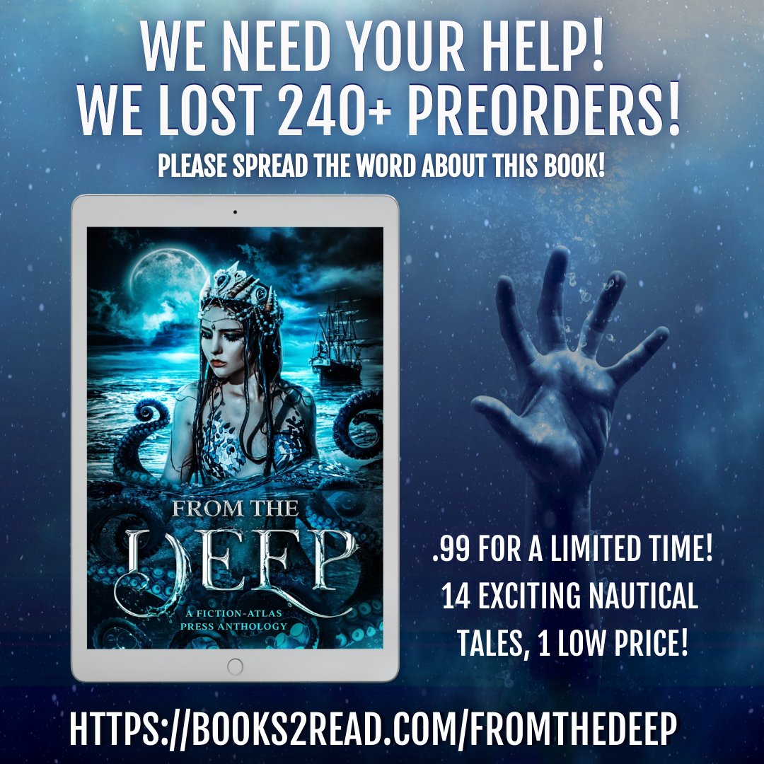 📚MAJOR UPDATE /PLEA FOR HELP!📚
Thanks to <a href="/amazon/">Amazon</a>'s faulty AI, we lost 240+ preorders in the blink of an eye. If you'd like to help us #FromTheDeep is back up at .99. We are desperate to get back the 240+ preorders we worked so hard for.
books2read.com/fromthedeep
#writerslift