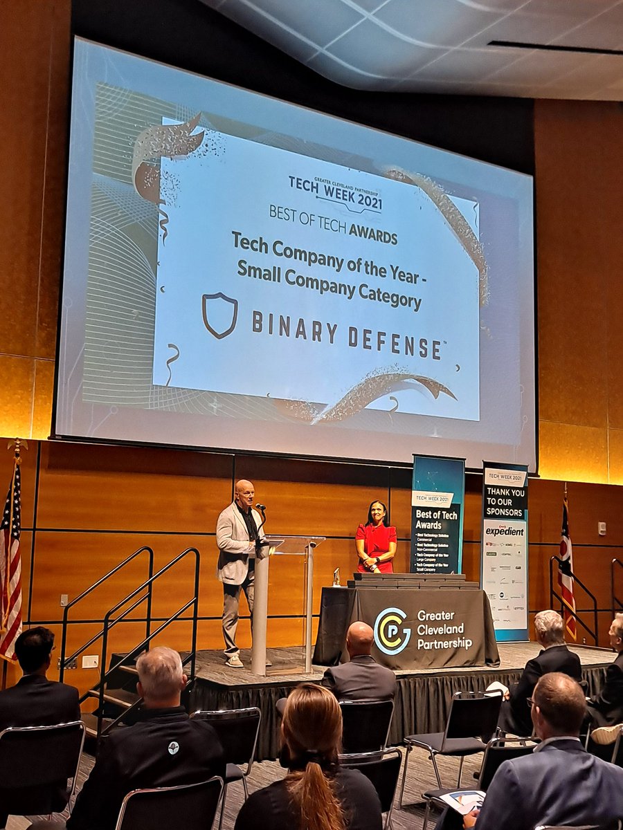 GreaterCLE's tweet image. This year&apos;s award for Tech Company of the Year - Small Company goes to @Binary_Defense! Congrats!! #bestoftech #gcptechweek