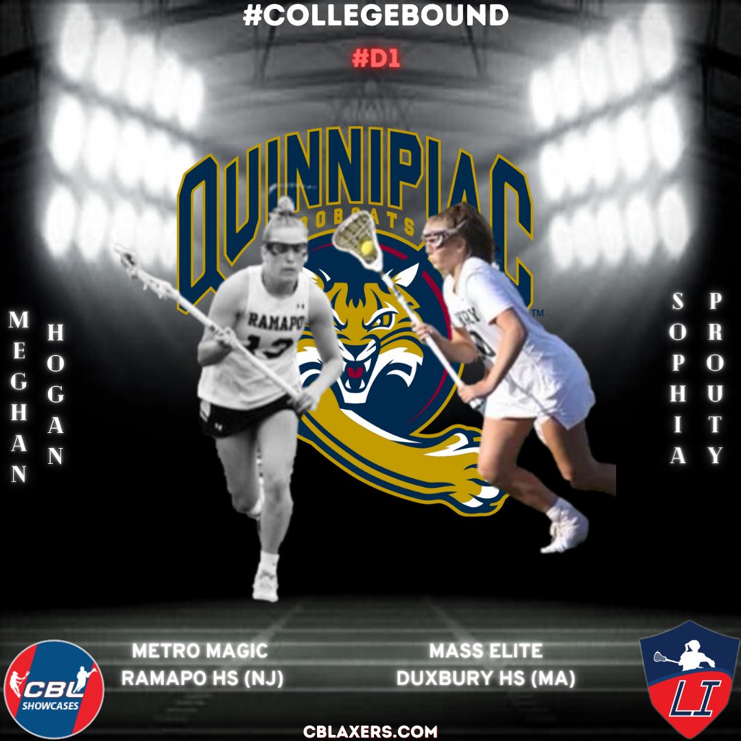 LaxShowcases's tweet photo. Shout Out to 2️⃣ @CBLaxers #LIShowcase All-Stars on Committing to @QunnipiacU!
Senior Defender @meghanhogan__ of @RamapoAthletics + @metromagiclax (NJ) & Senior A/M @sophiaprouty of @MassEliteLax + @DuxGLax (MA) both #Committed to @QU_WLax #CollegeBound https://t.co/p8ICtdQmr5