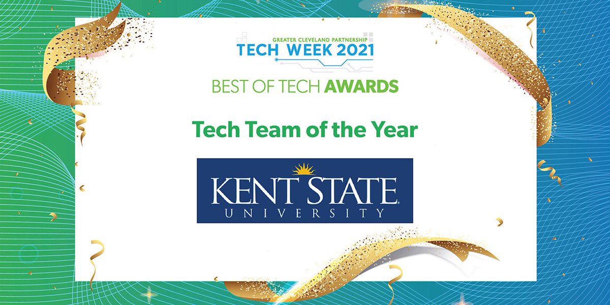 GreaterCLE's tweet image. Congrats to @KentStateDoIT, winner of the Tech Team of the Year Award! #bestoftech #gcptechweek