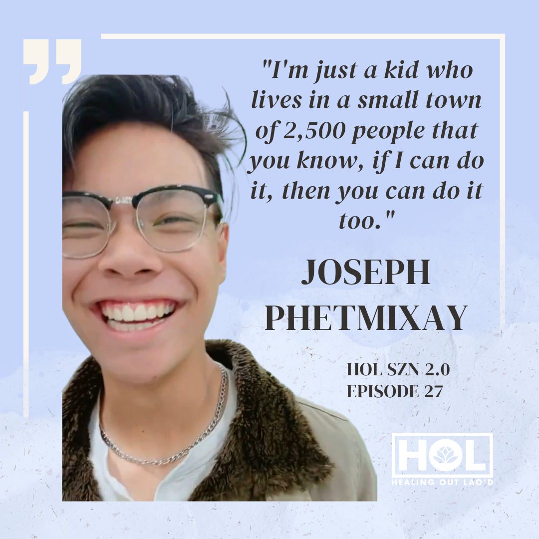 healingoutlaod's tweet photo. Quote from HOL SZN 2.0, Episode 27 ft. Joseph Phetmixay:
"I'm just a kid who lives in a small town of 2,500 people that you know, if I can do it, then you can do it too."
#HealingOutLaod #RefugeeResilience #IntergenerationalWisdom #ChildofRefugees https://t.co/MbdeAY2IwN