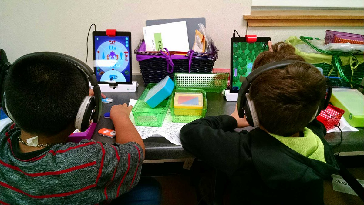 zclay04's tweet photo. What's the best way to introduce students to @playOsmo? To borrow a phrase - Just Do It! Coding, Numbers and Tangrams in the first month. They work to earn this center! #OsmoAmbassador https://t.co/6wVcSH4zPe