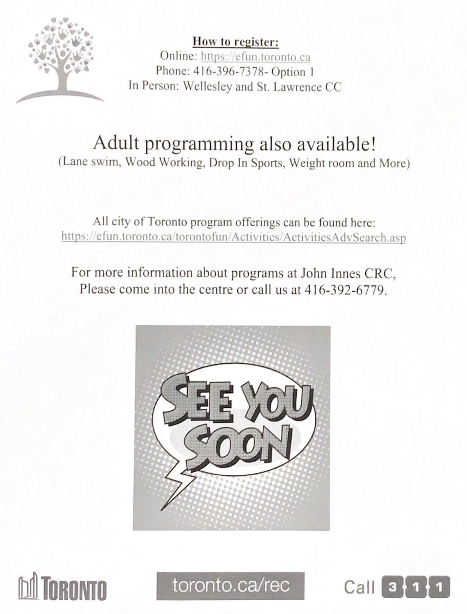 FOMossPark's tweet photo. Fall 2021 children and youth program registration is open at the John Innes Community Centre!

To register online:
https://t.co/phVlgGWpbb

All of City of Toronto program offerings can be found here:
https://t.co/q4FStflKii 

#TorontoParksAndRec #JohnInnes #JohnInnsCC #MossPark https://t.co/UPB8XRTlNV