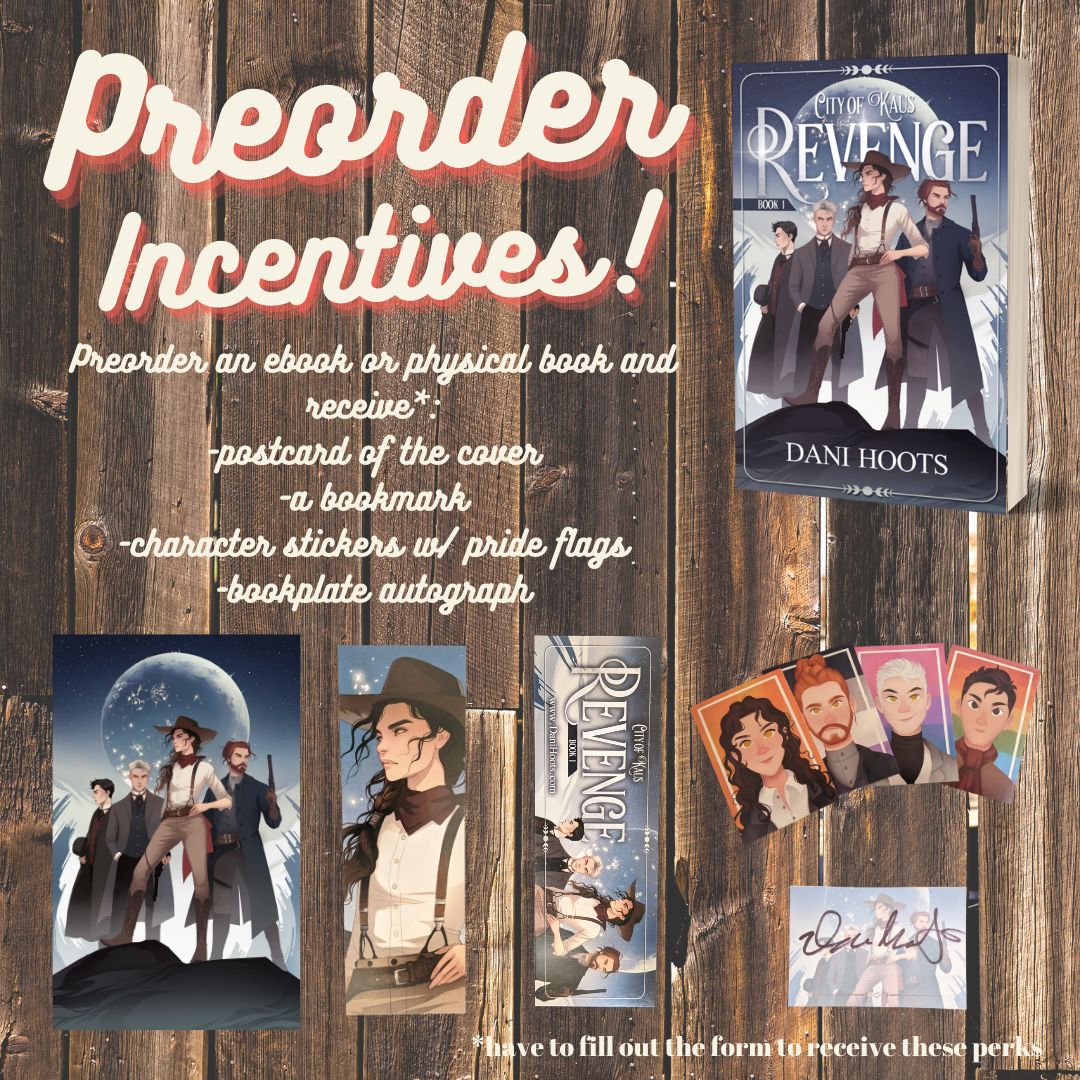 DaniHootsAuthor's tweet photo. Fill out the form, upload a copy of your receipt, and receive the preorder perks for REVENGE!

https://t.co/8y6xIOZIv9

#sff #lgbtbooks #sffbooks #preordercampaign #scifiwestern #writingcommunity #asexualbooks #bisexualbooks #nabooks https://t.co/fM4DsQiZj6