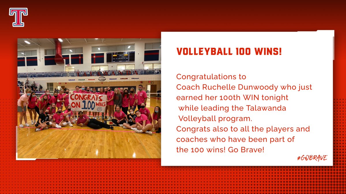 THS_BRAVE's tweet photo. Congrats to Coach Dunwoody (RAD) and all of the players and coaches who were part of the 100! Go Brave! https://t.co/QbhlkiLTI5