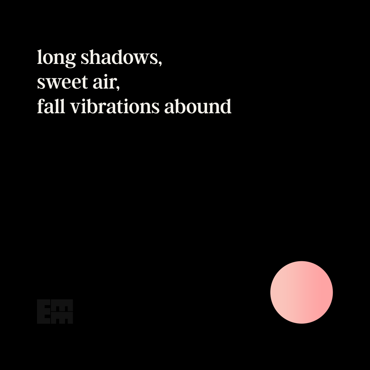 ______EMM's tweet photo. long shadows #04
long shadows,
sweet air,
fall vibrations abound https://t.co/6QSI2DvTBA