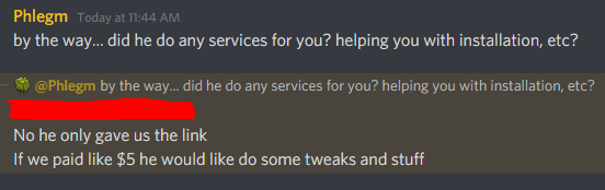 getggos's tweet photo. Two people have now told me that @brickwalldylow did, in fact, charge $15 for my iso. In this case, that *did not* include installation, which required an extra payment (that they declined). Yes, @zabrafn, he sold the iso. https://t.co/hJdLfQTc7f