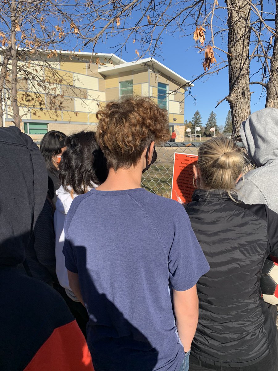 taylorissel's tweet photo. National Truth and Reconciliation Day 2021. As a school today we took part in a prayer walk and created orange t-shirt to reflect on the meaning and impact of the day. #EveryChildMatters #WeRise https://t.co/LLnRO3nJ94