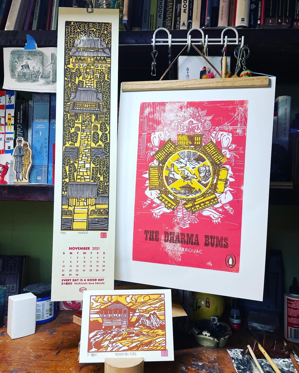 GatelessStudio's tweet image. Everything is packaged and ready to get in the mail for patrons. The fire lookout atop Desolation Peak as described in the final chapters of The Dharma Bums was a primary inspiration in both the monthly and seasonal print.