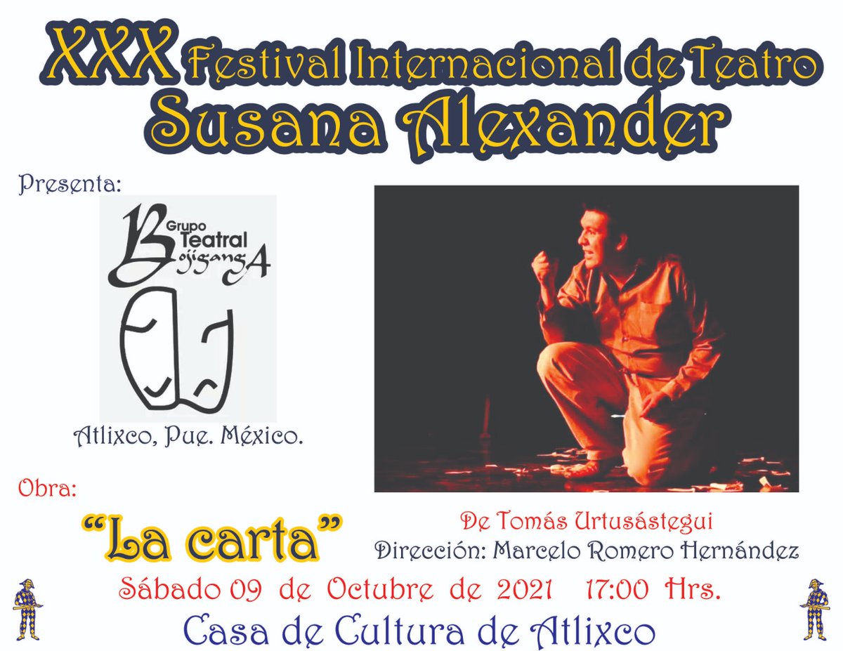 bojiganga's tweet photo. ¡Vamos a ser los primeros en el ❌❌❌ #FITSA!
#Bojiganga abrirá las actividades de la 30° Edición de esta fiesta escénica.🎭👈
Aforo reducido. Todas las medidas de seguridad. Transmisión simultanea por Facebook.
BOJIGANGA RUMBO AL 16° ANIV. 🙋🥳
@rafapdelacruz @TETIEM2 @IMACP https://t.co/zAJ8Mkcd4l