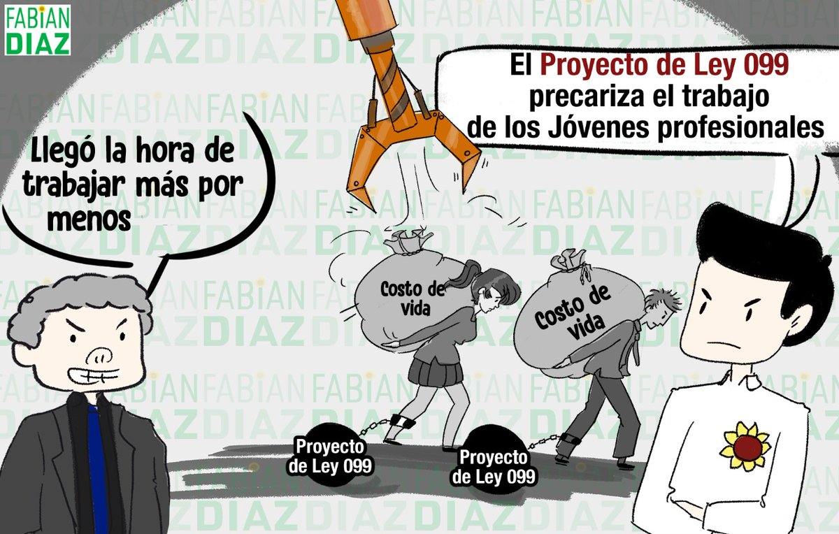 FabianDiazPlata's tweet photo. Nos #OPONEMOS al NEFASTO Proyecto de Ley 099 que ya fue #Aprobado en primer debate, el cual #ATENTA contra los derechos laborales de los #Jóvenes profesionales. https://t.co/mMd8MVUzKy