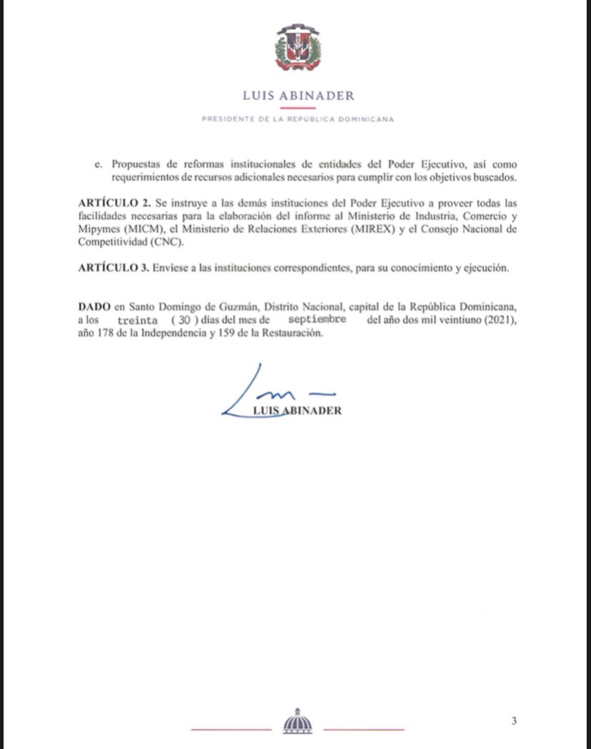 OttoGonzalezH's tweet photo. Mediante el Decreto 612-21 el Poder Ejecutivo reafirma su intención de consolidar al país como hub logístico e industrial hemisférico. El fenómeno del “nearshoring” constituye una oportunidad inédita para RD.. @cguilleflaquer @itobisono https://t.co/GSTDeizXyH