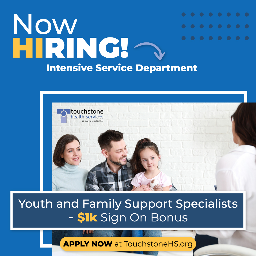 TouchstoneAZ's tweet photo. Looking to make an impact AND be eligible for a $1,000 Sign On Bonus?!

Touchstone's Intensive Service Department is hiring Youth and Family Support Specialists to provide in-home remedial intervention for at-risk youth and families.

Apply now!
https://t.co/0pgdlIppSJ https://t.co/s4xqjfaVLD