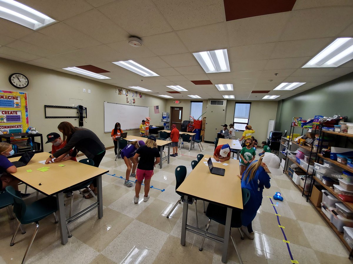 coachcoto's tweet photo. Start out with a rounding lesson, then throw in some coding with @WonderWorkshop Dash robots, and before you know it students are using floor tiles to estimate distance, working collaboratively, and problem solving all on their own #rowvastrong https://t.co/Dg2dMgqpDE