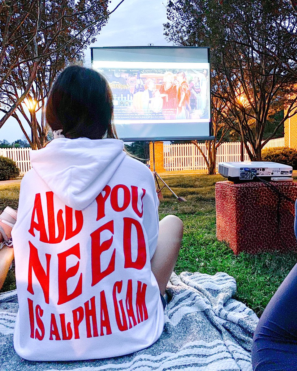 all you need is Alpha Gam &amp; movie nights with sisters ❤️🎞🎥✨🍿 #alphagammsu
