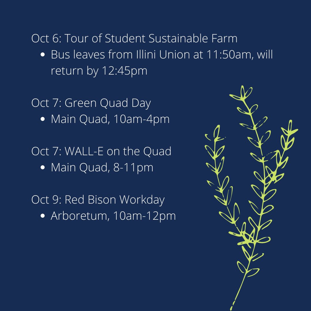 uiuc_sslc's tweet photo. Our Student Sustainability Summit is about to begin! Join us this October as we celebrate the sustainability initiatives on campus. 

Many exciting events happening next week! We’ll see you there!🎉 https://t.co/Nz53XhnLbS