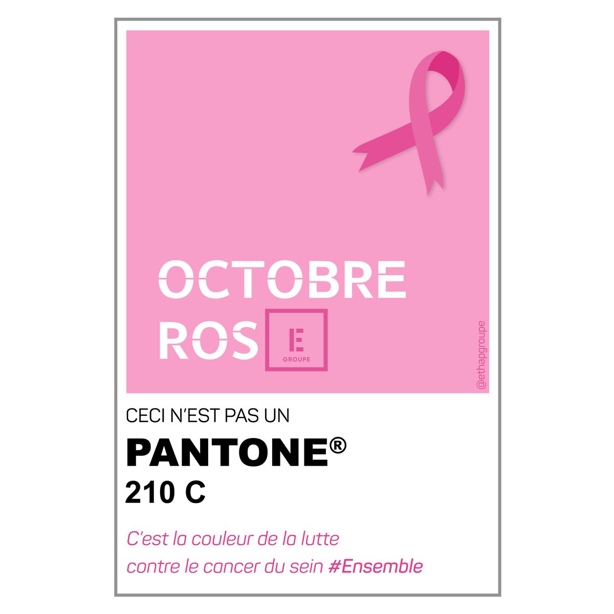 ethapgroupe's tweet photo. 💌 CECI N’EST PAS UN PANTONE® 210 C  | C’est la couleur de la lutte contre le cancer du sein...

#Ethap #Octobre #Rose #OctobreRose #Cancer #Ensemble #CancerduSein #SauvonsdesVies https://t.co/8rdemjPuoB