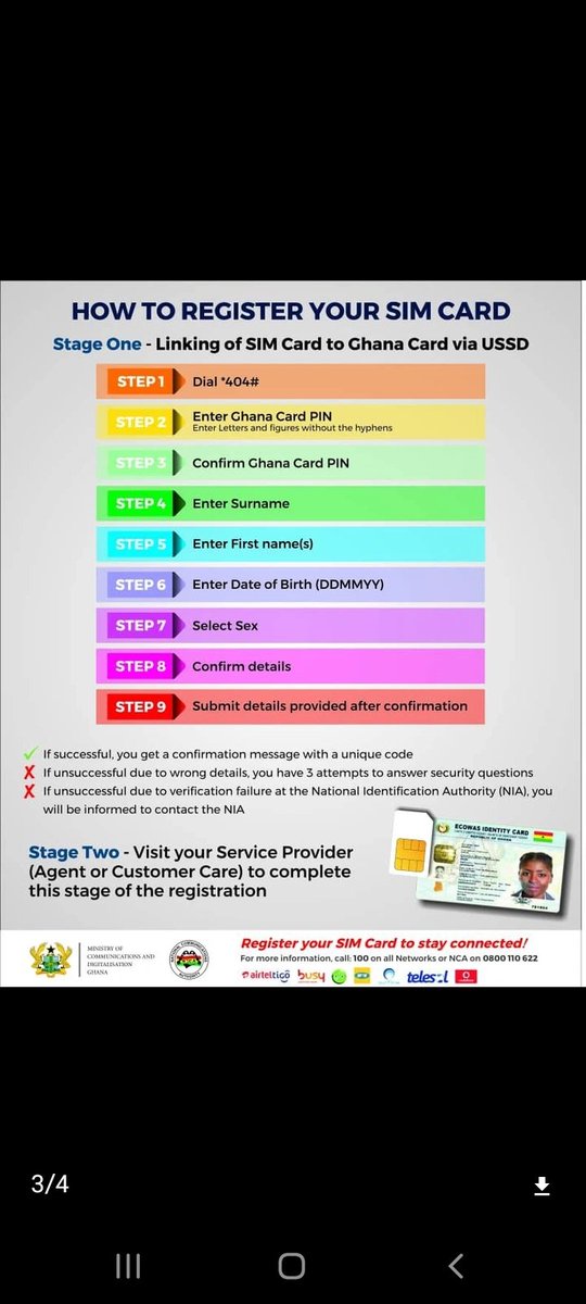Dail *404# to register your Sim card with your Ghana 🇬🇭Card