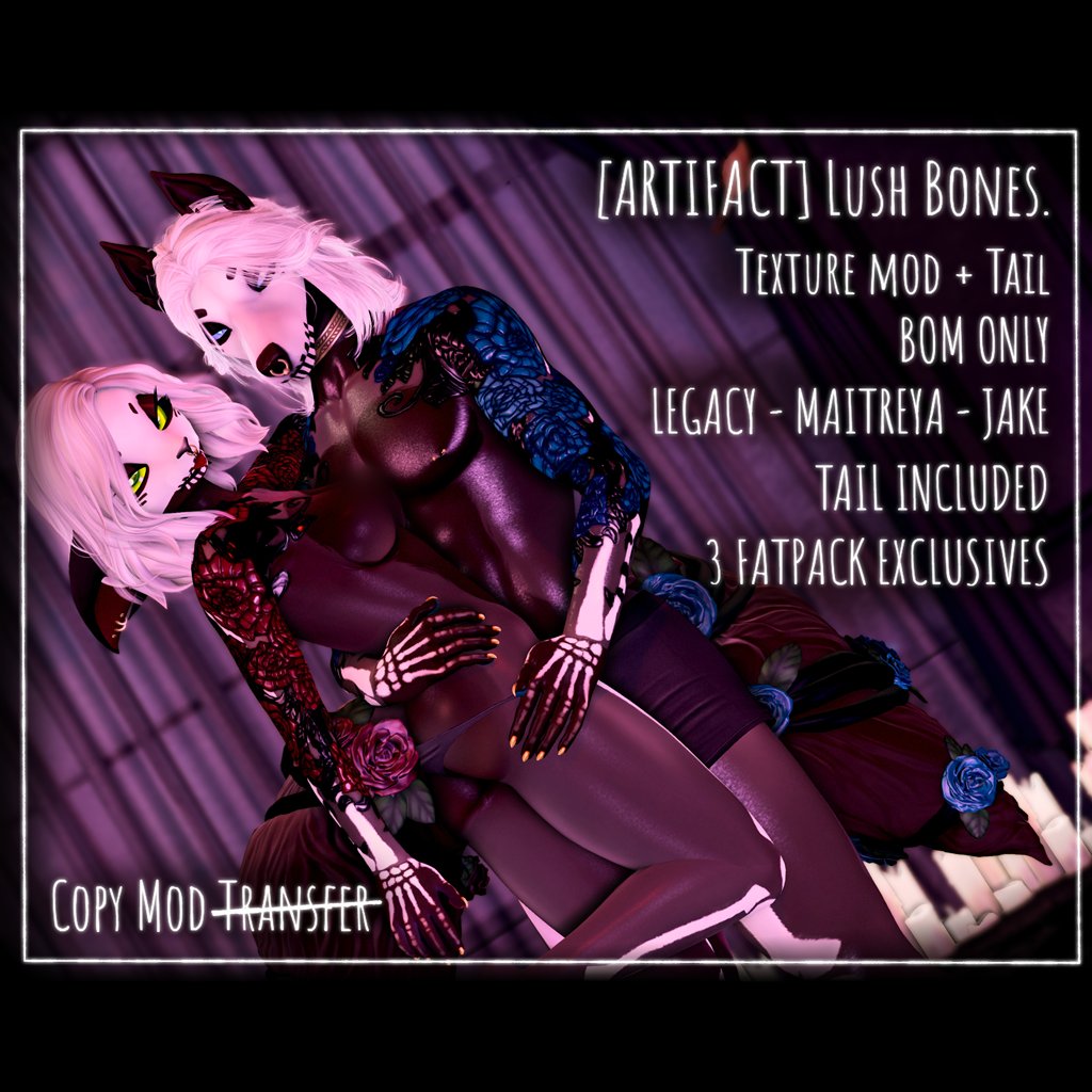 Tonight at #TheGuildSL from artifact, Lush Bones mods! they include a base mod, a bento tail with animations and a tattoo with materials! See you there! 
maps.secondlife.com/secondlife/Abn…

👻🎃💀🎃

<a href="/TheGuildSL/">GuildSL</a> #SecondLife