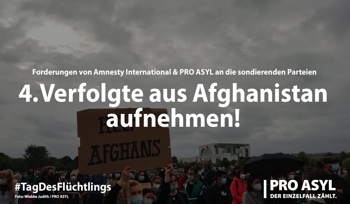 ProAsyl's tweet photo. @amnesty_de #Afghanistan: Mit einem Bundesaufnahmeprogramm schützt die Bundesregierung gefährdete Verteidiger*innen von Demokratie &amp; Menschenrechten aus Afghanistan. Landesaufnahmeprogramme für Afghan*innen, die einen Bezug zu Deutschland haben (z.B. durch Angehörige) werden unterstützt. https://t.co/tHcRmkz0X6