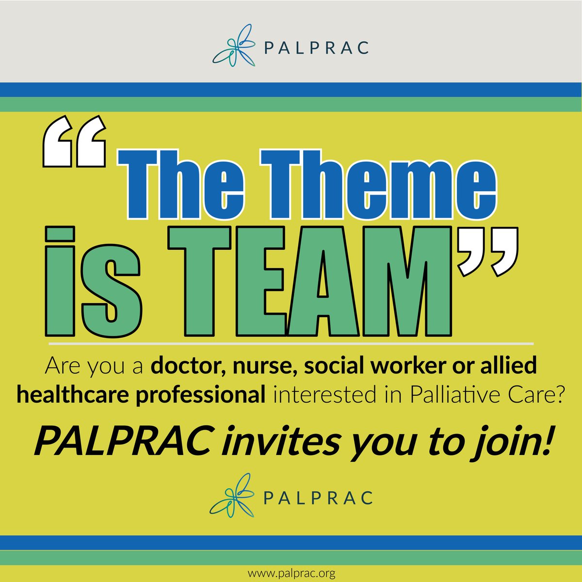Palliative Care providers know the value of teamwork. ALPRAC full &amp; associate membership is now open to all members of a palliative care multidisciplinary team, find us online -> bit.ly/3lGQtxK or contact info@palprac.org #PAlliativeCare #PALPRAC