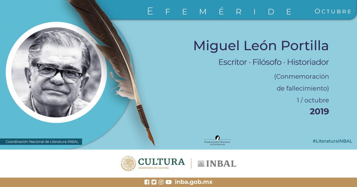 literaturainba's tweet photo. El @bellasartesinba y @literaturainba recuerdan al escritor Miguel León Portilla a dos años de su partida.

Recibió la Medalla Belisario Domínguez en 1995.

Sus obras principales han sido “La filosofía náhuatl”, “Visión de los vencidos” y “Trece poetas del mundo azteca”. https://t.co/qGnTjW636x