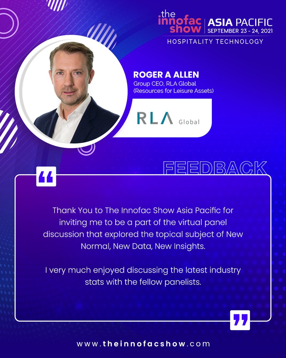 Roger A Allen, Thanks for Your Support and Kind Words of Appreciation! 

Your Presence, Knowledge, and Enthusiasm have been Such a Source of Inspiration for Us!

Know More: theinnofacshow.com

Stay Tuned for the #Session #Videos!

#asiapacific #virtualevent #hospitality