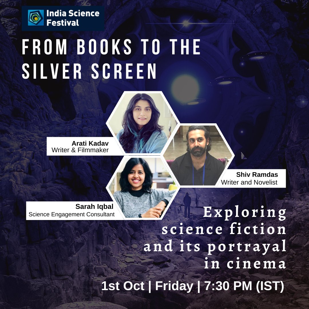 IndSciFest's tweet photo. #webinaralert
Happening today! Tune in today at 7.30 pm IST to watch @AratiKadav, @nameshiv and @SarahHyder discuss #scifi writing, scifi in #cinema, #public perceptions of #scifi and more!
Register now! https://t.co/njaCbMz99A
#writerscommunity #sciencefiction #spinyourscience https://t.co/NeC0bLIfve