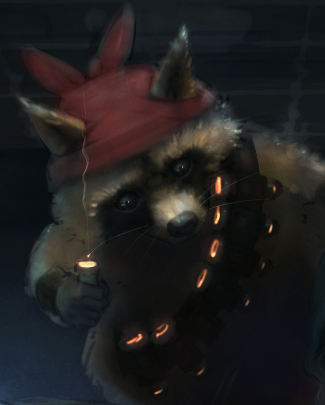 Gutter___Slug's tweet photo. I had never drawn a raccoon before, but I really like this #chonkyboi. It was requested that he be a bit of a firebug so those whiskers were bound to get singed. https://t.co/iJQyDcdx1b