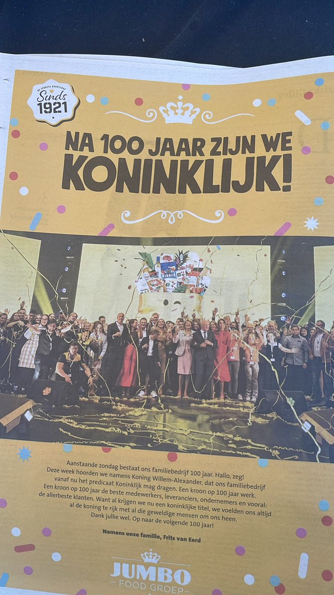 Ik voel bij #jumbo eerder iets prinsheerlijk dan Koninklijk ;-) #hallojumbo #vanhartejumbo #eeuwjumbo