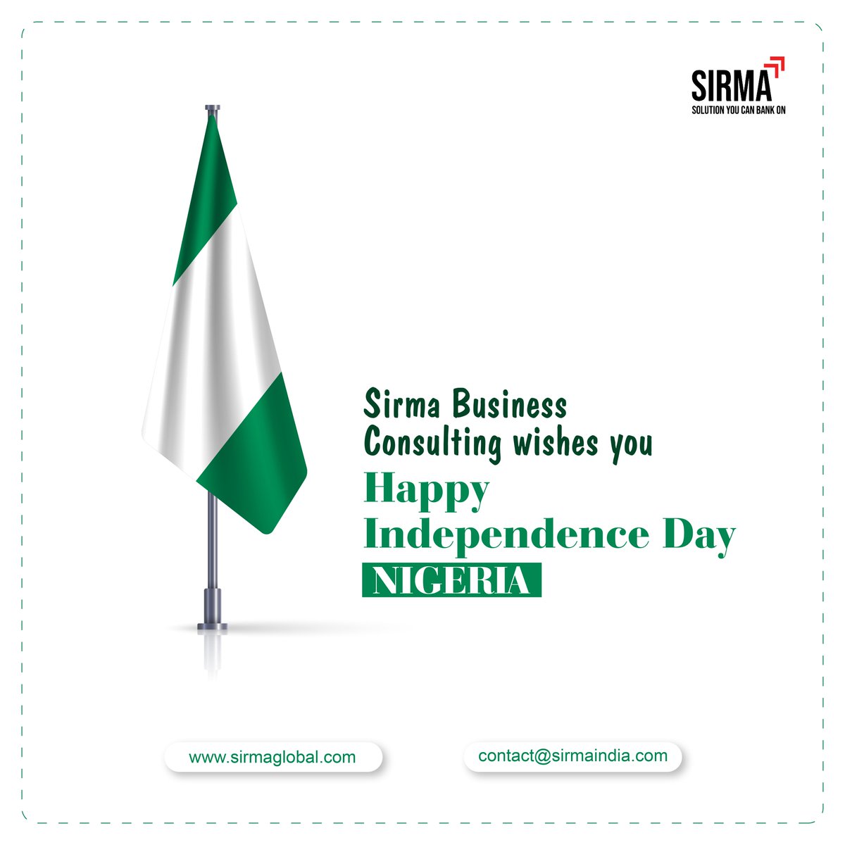 SirmaLtd's tweet photo. On this Auspicious Occasion, Sirma Business Consulting Wishes the citizens and residents of Nigeria A Happy Independence Day!!

https://t.co/xVC2aHe09V

#nigerians #happyindependenceday2021  #sirmabusinessconsulting #automationsolution #bankingtechnology #financeindustry #fintech https://t.co/0yMR3H3bpX