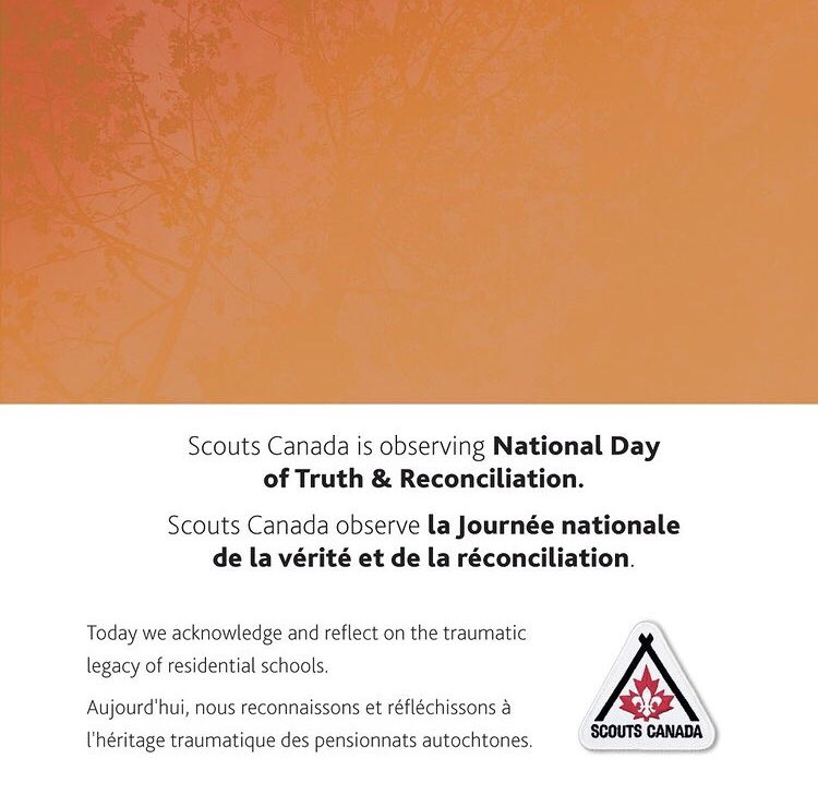 103rdrovers's tweet photo. The 103rd Rovers take today to recognize and reflect on the impact the residential school system has had and continues to have on Indigenous communities. We stand in solidarity with residential school survivors and the Indigenous community and hope to work towards reconciliation https://t.co/bDNnPVKHY0