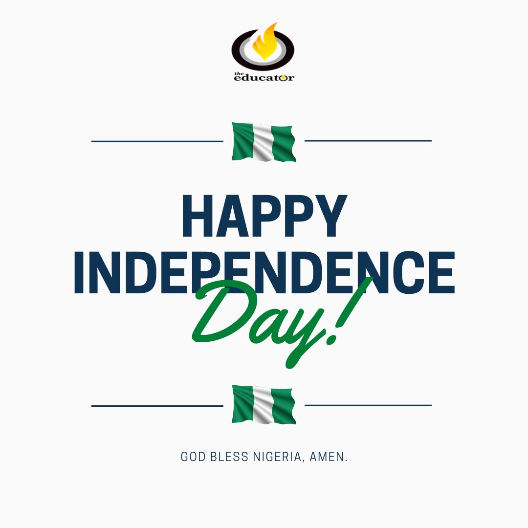 TheEducator_NGO's tweet photo. Happy Independence Day. We pray that Nigeria will Arise &amp; Shine, Amen.
#Nigeria #NigeriaIndependence #NigeriaAt61 https://t.co/ePZkmebRIO