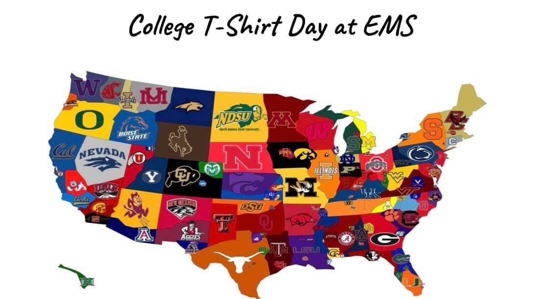 📣📣TOMORROW, Oct. 1st, is the first Friday of the month— so that means it is COLLEGE T-SHIRT DAY♥️♥️