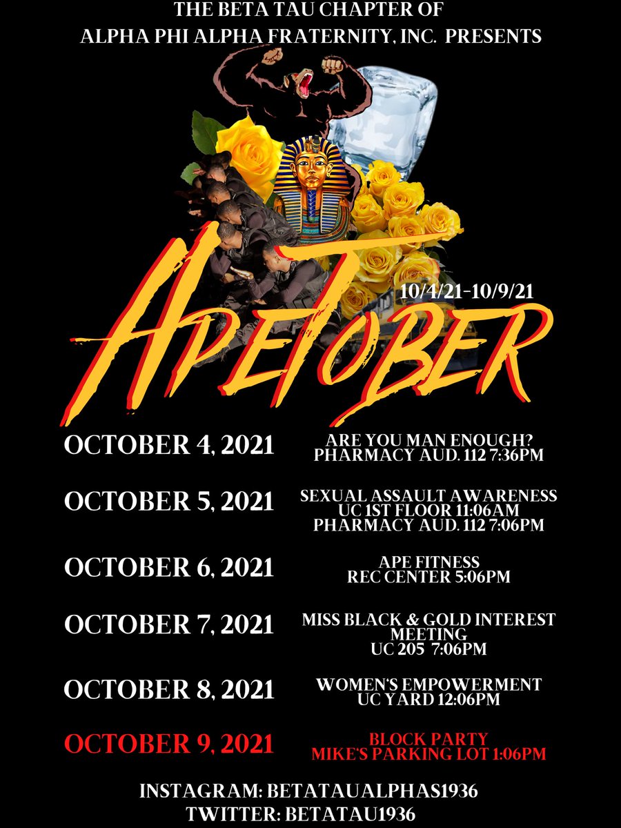 betatau1936's tweet photo. WE NOW PRESENT APETOBER 2021 | A WEEK OF EVENTS YOU WON’T WANT TO MISS 🦍 https://t.co/adyhi64upF